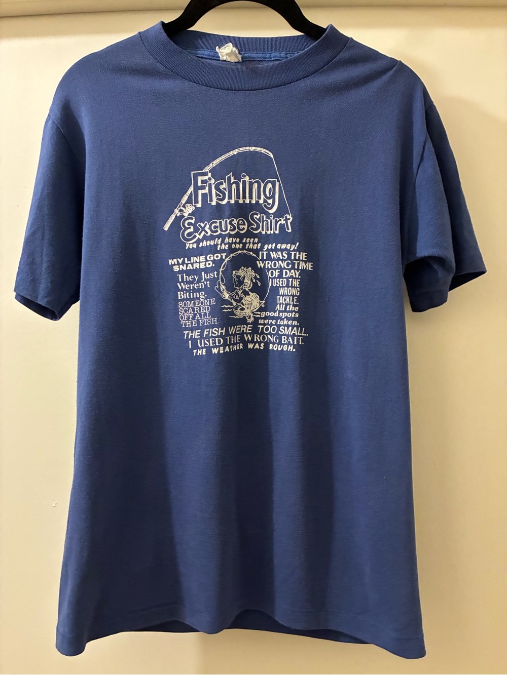 Vintage Fishing Excuse Shirt - Blue Graphic Tee